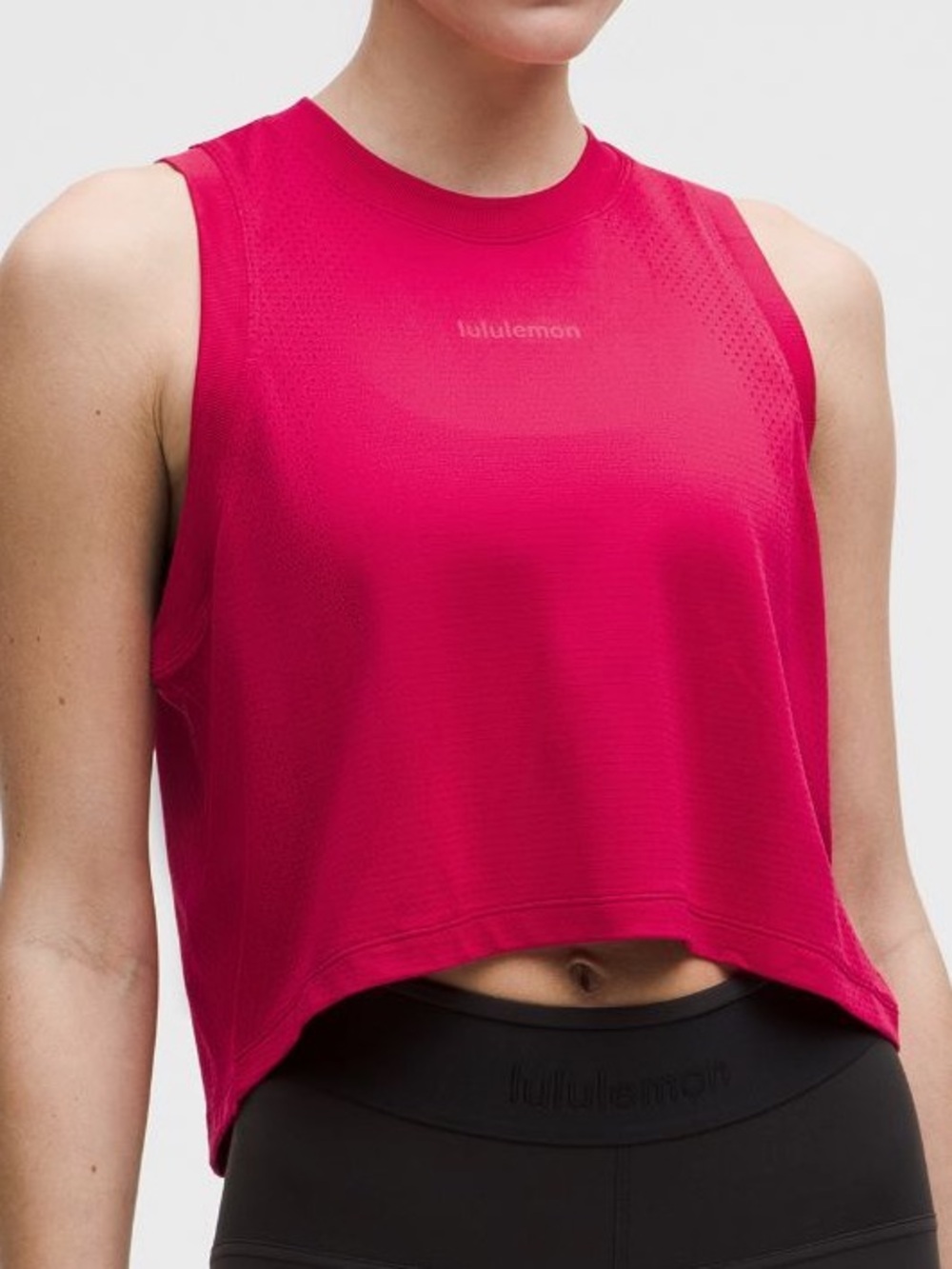 Lululemon Swiftly High-Low Cropped Tank Top Pink Dragonfruit Size 14